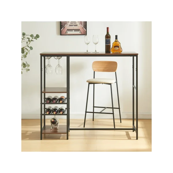 Table de Bar 120 x 40 x 105 cm Noir Effet Noyer