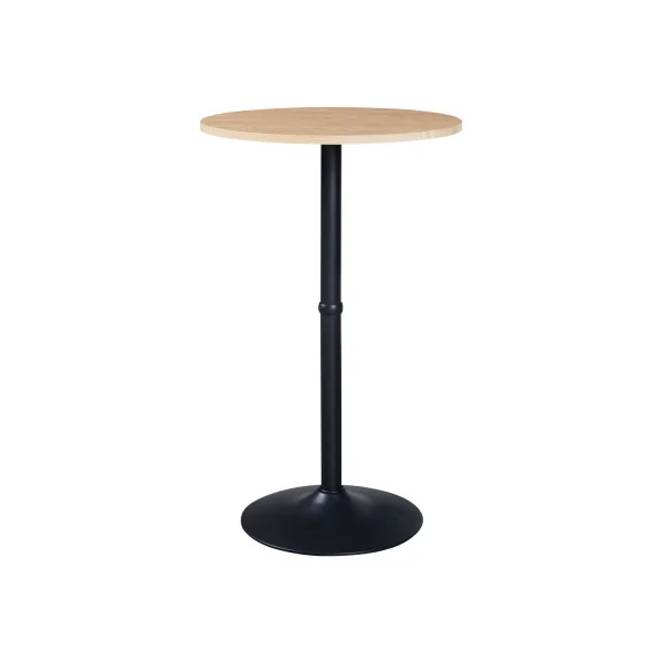 Table de Bar Haute Ronde 60 x 100 cm Noir Effet Chêne