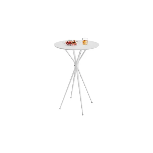 Table de Bar Haute Ronde 60 x 60 x 105 cm Blanche en Acier