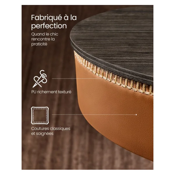 Table de Bar Réglable en Hauteur avec Rangement Marron Cendré et Caramel