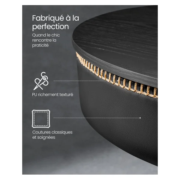 Table de Bar Réglable en Hauteur avec Rangement Noir Boisé