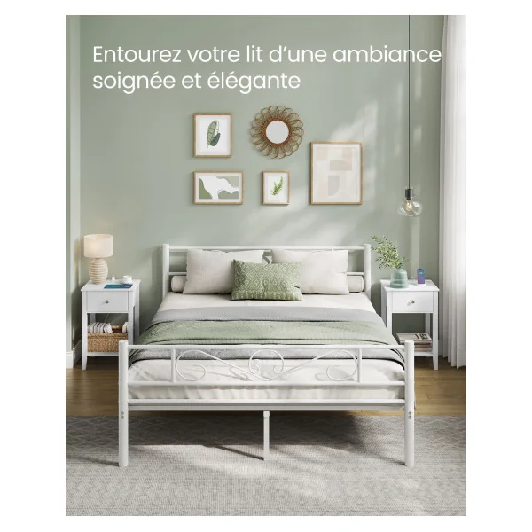 Table de Chevet 1 Tiroir en Bambou avec Multiprise 2 Ports USB Table de Nuit Tendance