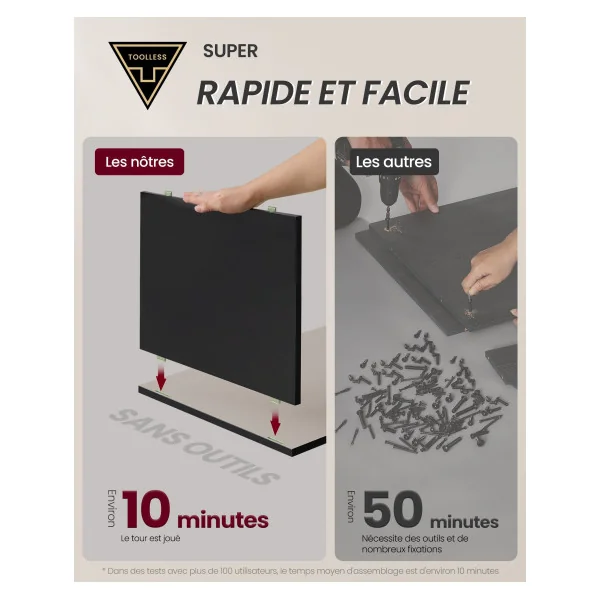 Table de Chevet 3 Tiroirs Chambre Noir et Beige Table de Nuit Spacieuse