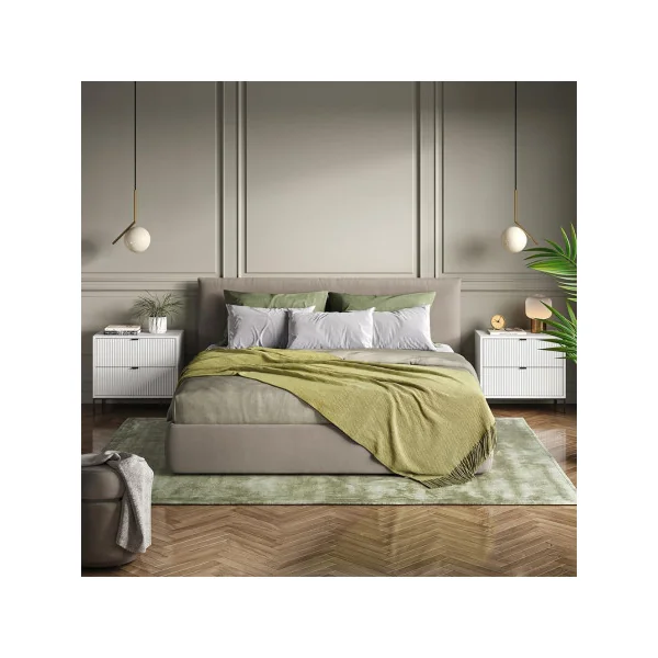 Table de Chevet Blanche Design Graphique x2 Table Chevet Blanc Table Nuit Moderne