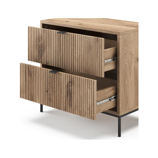 Table de Chevet Chêne Design Graphique x2 Table Chevet Bois Table Nuit Moderne