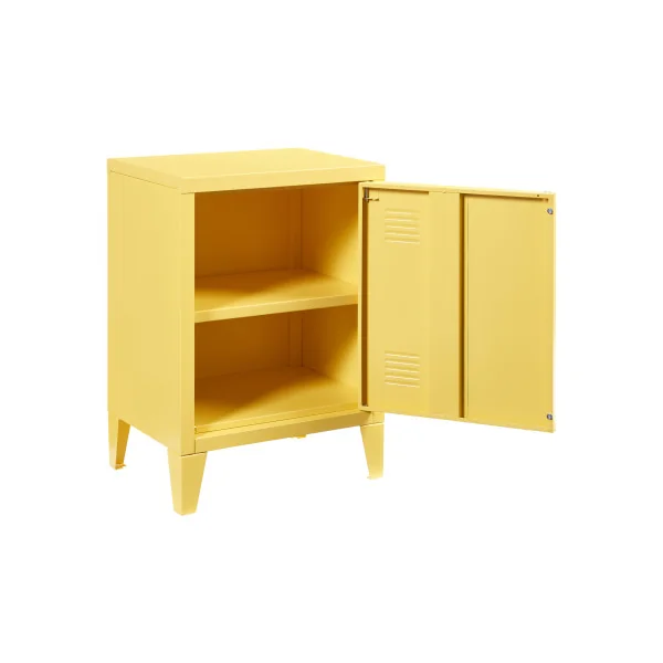 Table de Chevet en Acier Jaune 40 x 30 x 57 cm Table de Nuit en Métal Jaune