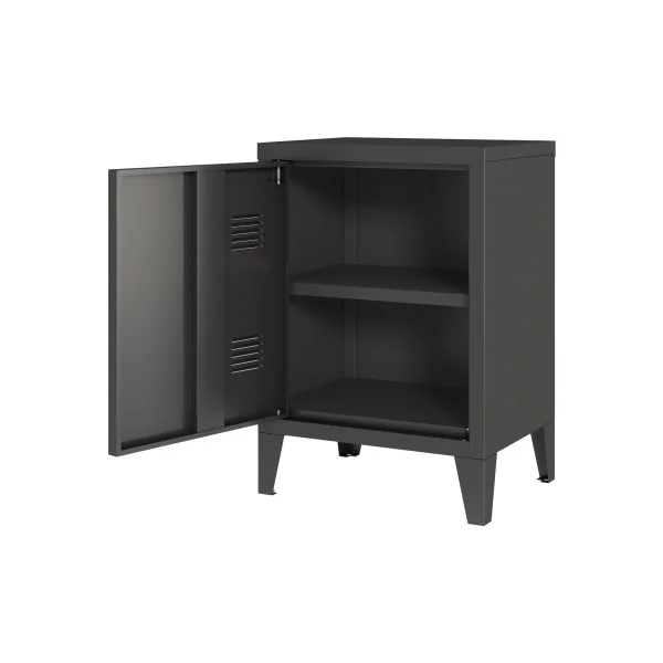Table de Chevet en Acier Noire 40 x 30 x 57 cm Table de Nuit en Métal 1 Porte