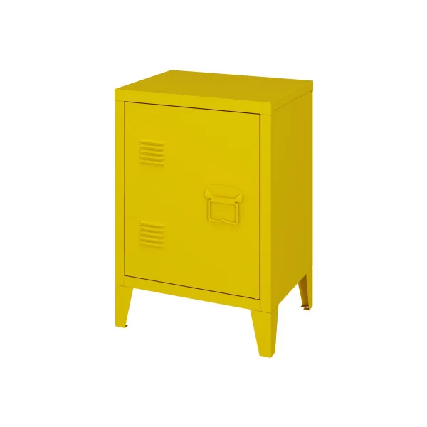 Table de Chevet Jaune avec Porte Table de Nuit en Métal sur Pieds