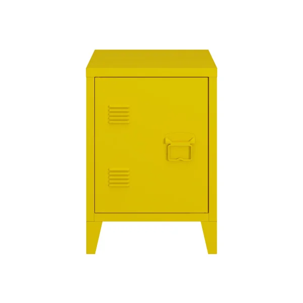 Table de Chevet Jaune avec Porte Table de Nuit en Métal sur Pieds