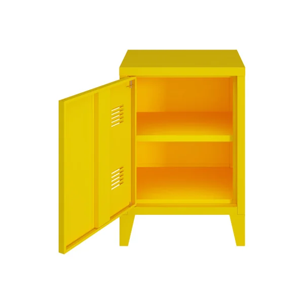 Table de Chevet Jaune avec Porte Table de Nuit en Métal sur Pieds