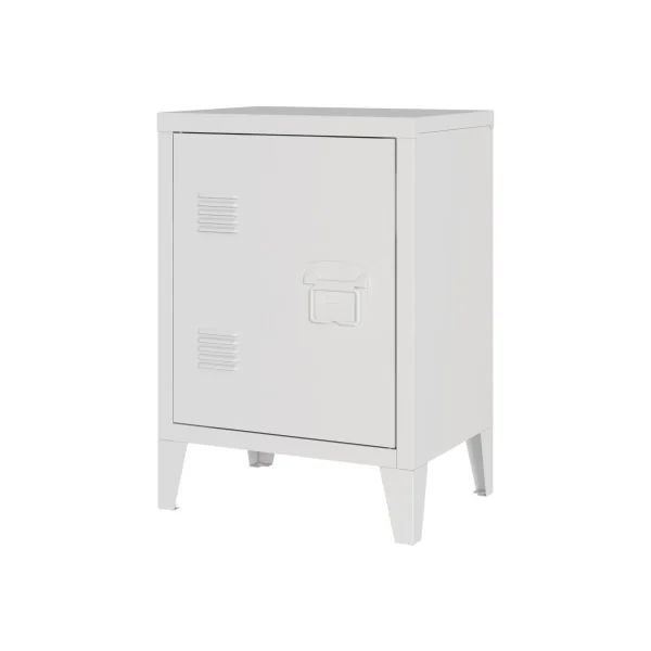 Table de Chevet Métal Blanc 40 x 30 x 57 cm Table de Nuit en Acier 1 Porte