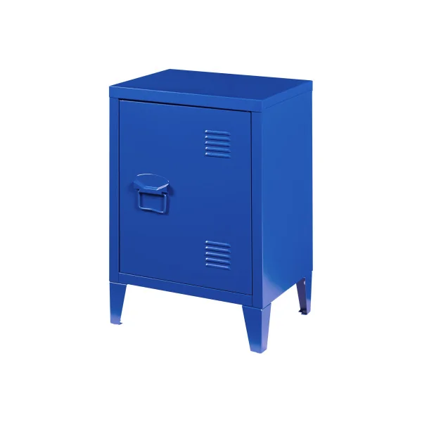 Table de Chevet Métal Bleu 40 x 30 x 57 cm Table de Nuit en Acier 1 Porte