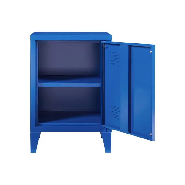 Table de Chevet Métal Bleu 40 x 30 x 57 cm Table de Nuit en Acier 1 Porte