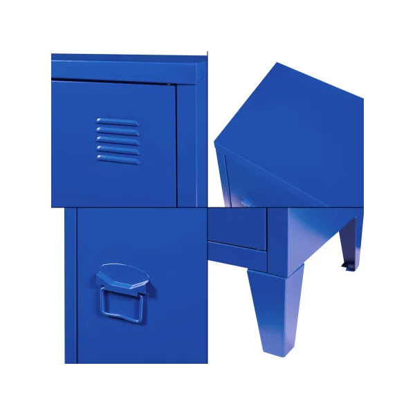 Table de Chevet Métal Bleu 40 x 30 x 57 cm Table de Nuit en Acier 1 Porte