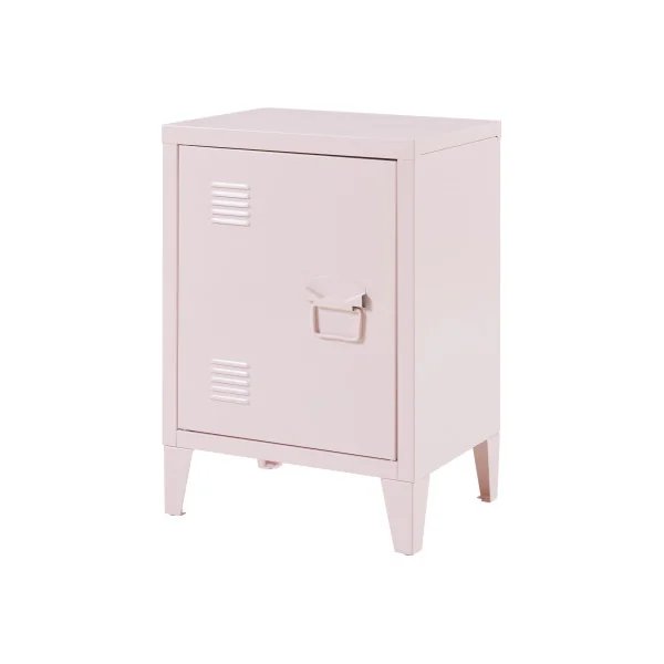 Table de Chevet Rose avec Porte Table de Nuit en Métal sur Pieds