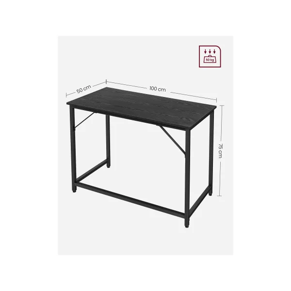 Table de Travail 100 x 50 x 75 cm Bureau Poste de Travail 100 cm Noir Boisé