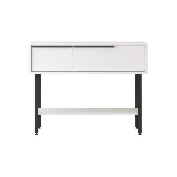 Table d'Entrée Console d'Entrée 100 x 30 x 76 cm Blanc et Noir 2 Portes Noir
