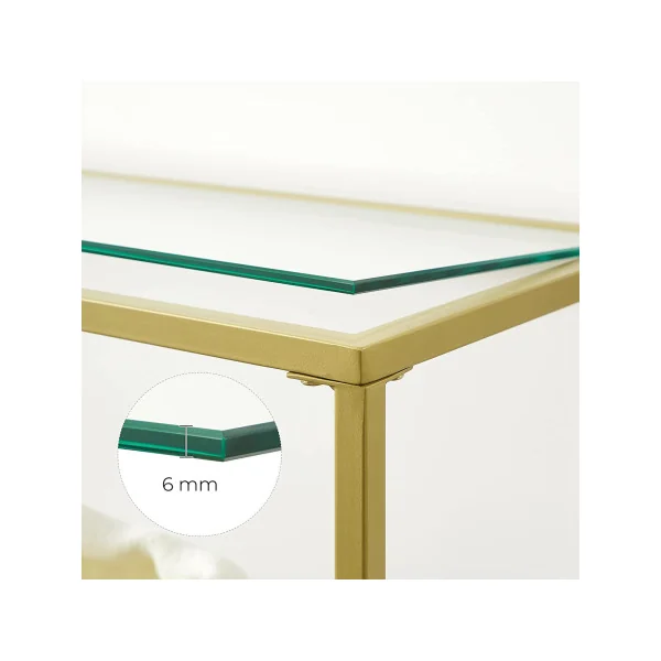 Table d'Entrée Console d'Entrée Métal Doré et Verre Trempé Console de Couloir Tendance