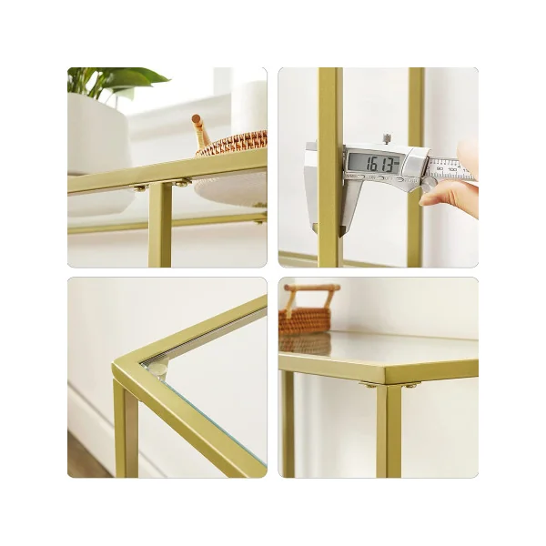 Table d'Entrée Console d'Entrée Métal Doré et Verre Trempé Console de Couloir Tendance