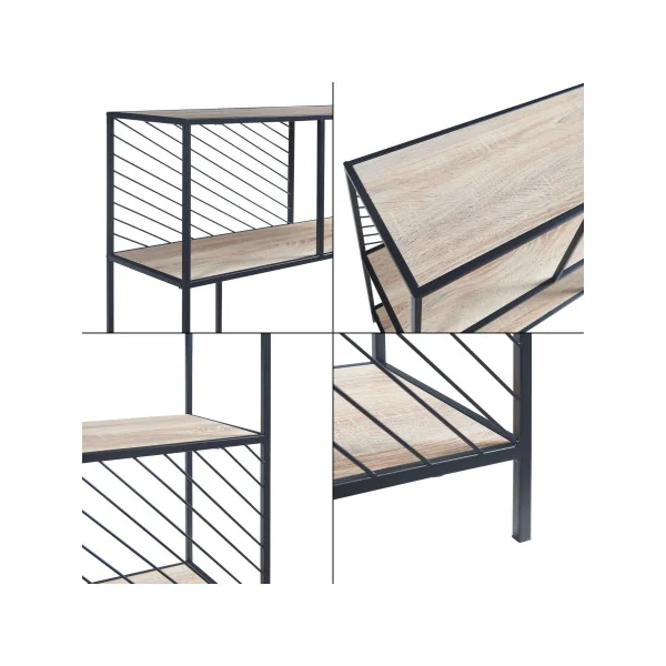 Table d'Entrée Console d'Entrée Noire Effet Chêne 100 x 30 x 75 cm