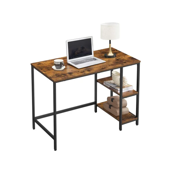 Table Informatique d’Étude avec Étagère à 2 Niveaux Bureau 100 cm Industriel