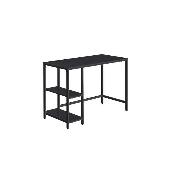 Table Informatique Table d’Étude Bureau avec Rangement 2 étagères Réversibles Noir