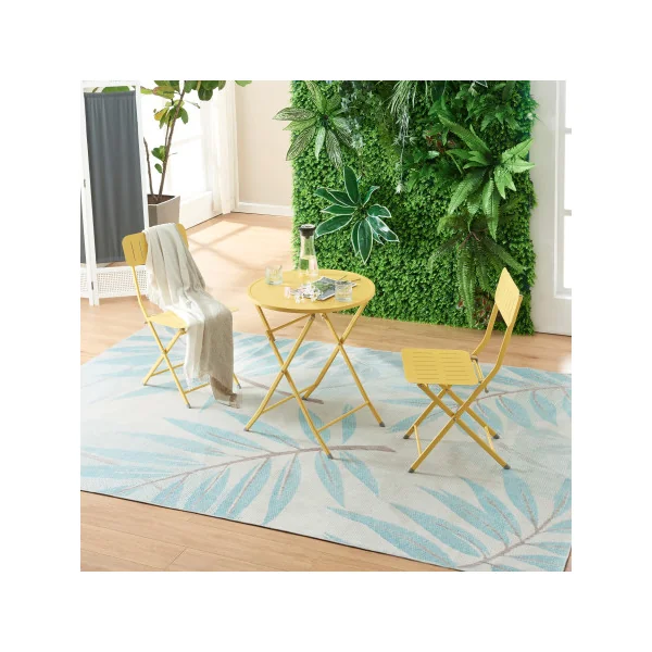 Table Pliante de Jardin 62 x 71 cm en Acier Laqué Jaune