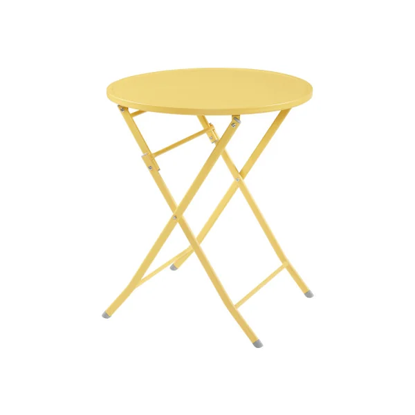 Table Pliante de Jardin 62 x 71 cm en Acier Laqué Jaune