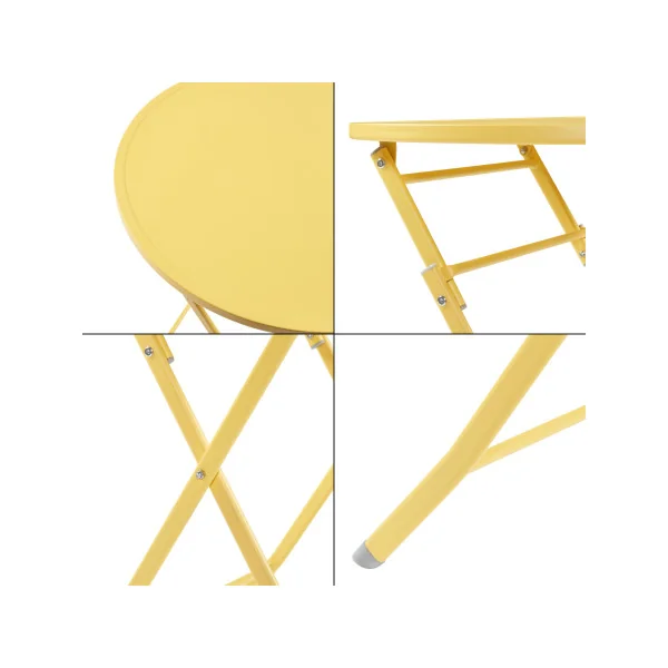 Table Pliante de Jardin 62 x 71 cm en Acier Laqué Jaune