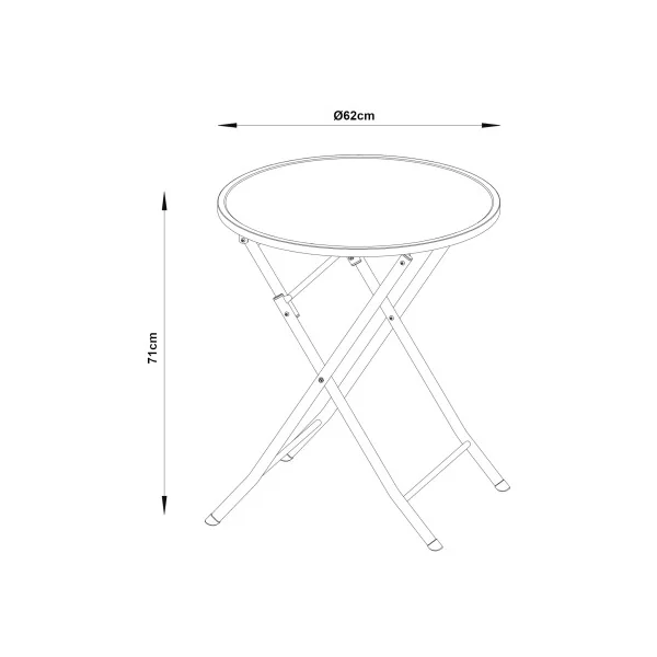 Table Pliante de Jardin 62 x 71 cm en Acier Laqué Noir