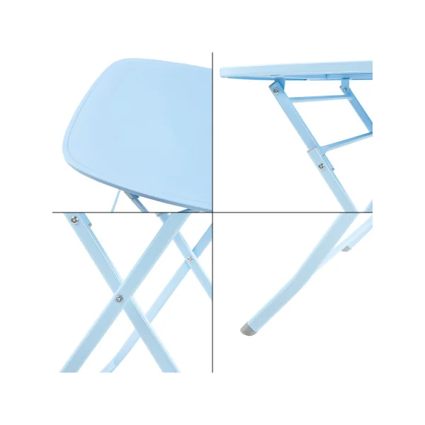 Table Pliante de Jardin 70 x 70 x 71 cm en Acier Laqué Bleu Ciel