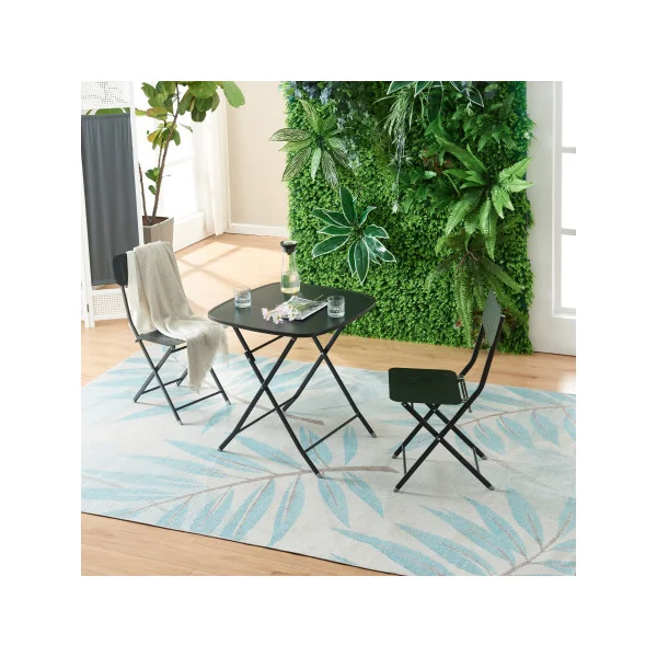 Table Pliante de Jardin 70 x 70 x 71 cm en Acier Laqué Noir