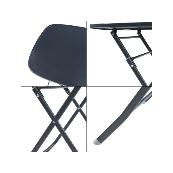 Table Pliante de Jardin 70 x 70 x 71 cm en Acier Laqué Noir