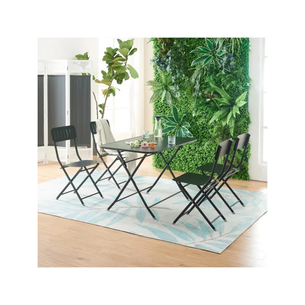 Table Pliante de Jardin Rectangulaire Acier Laqué Noir 110 x 70 x 71 cm