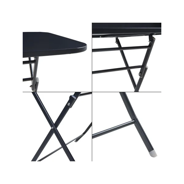 Table Pliante de Jardin Rectangulaire Acier Laqué Noir 110 x 70 x 71 cm