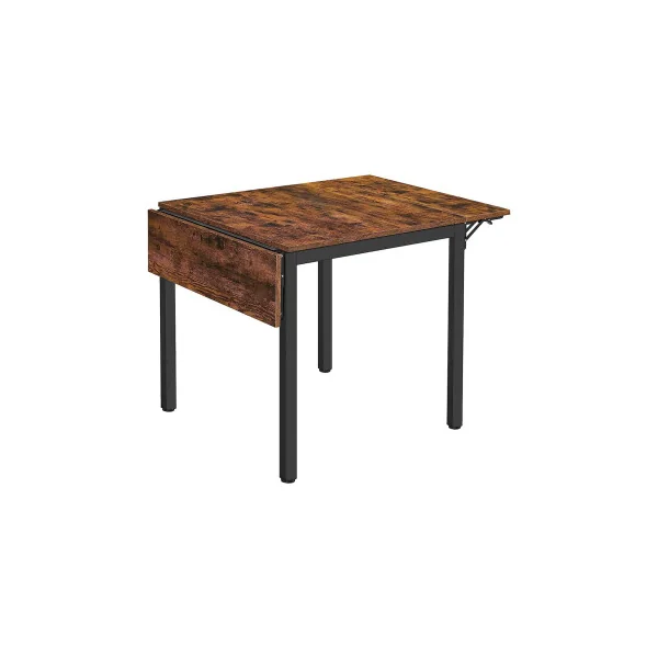 Table à Manger Extensible Industriel Table Repas Plateaux Rabattables 2-4 Personne Marron Rustique Noir