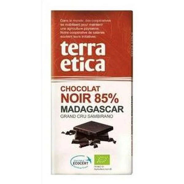 Tablette chocolat noir 85% de cacao madagascar BIO, Terra Etica (100 g)