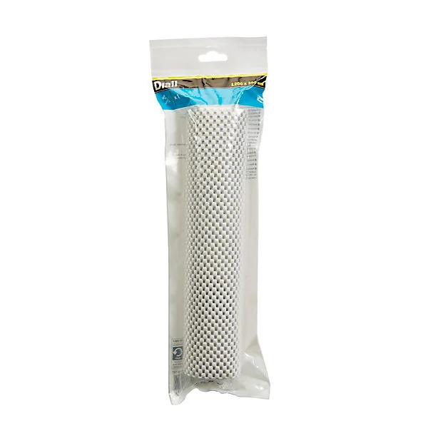 Tapis antidérapant L. 1200 x l. 300 mm, blanc (effet lin)