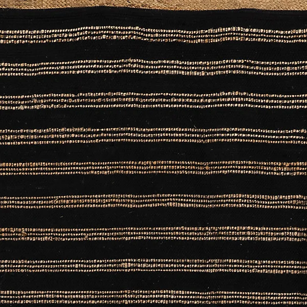 Tapis chindi à rayures noir et beige L.180 x l.120 cm Deco&Co