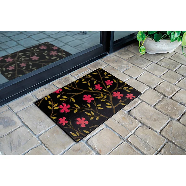 Tapis Coco seventies noir et rose L.75 x l.45cm