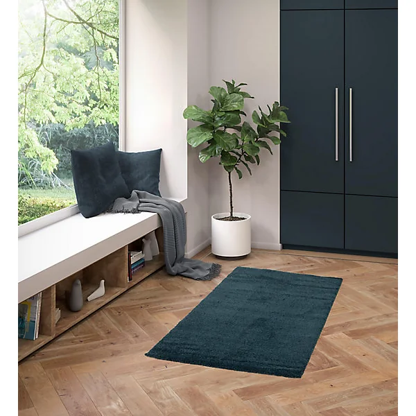 Tapis Coltrane bleu GoodHome L.90 x l.60 cm