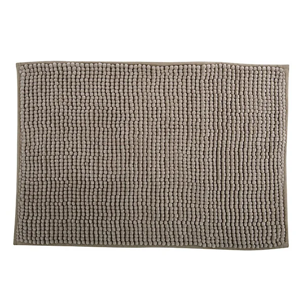 Tapis de bain antidérapant rectangulaire taupe L.60 x l.40 cm Chenille