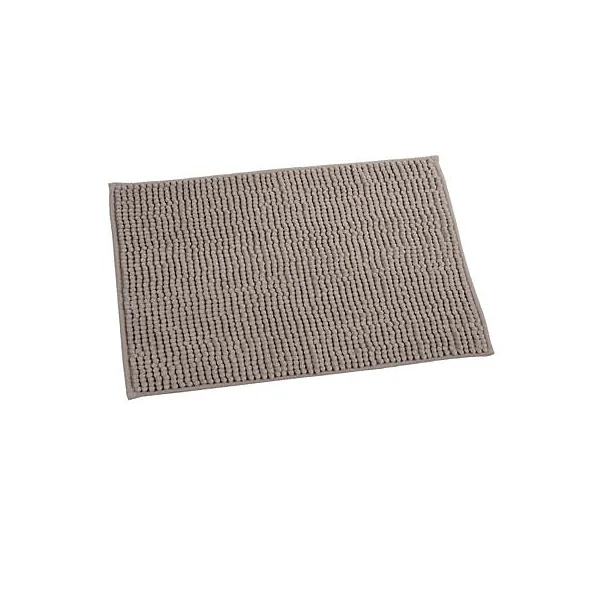Tapis de bain antidérapant rectangulaire taupe L.60 x l.40 cm Chenille