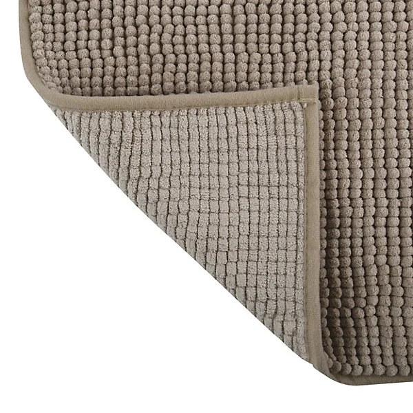 Tapis de bain antidérapant rectangulaire taupe L.60 x l.40 cm Chenille