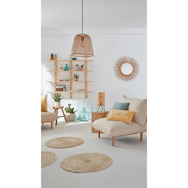 Tapis de bain Elland Jute rond blanc