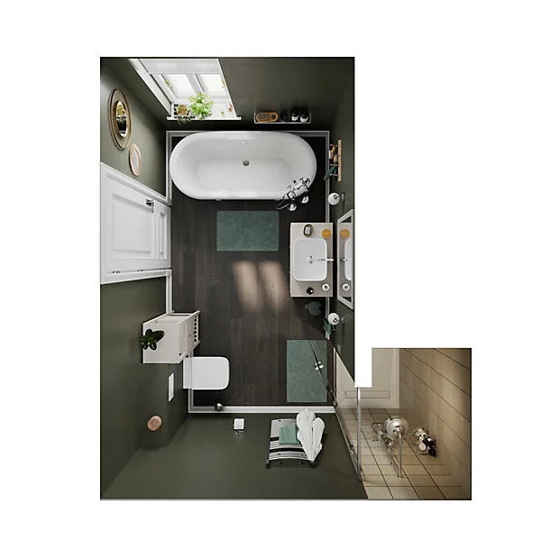 Tapis de bain en coton vert de gris L.80 x l.50 cm GoodHome Koros