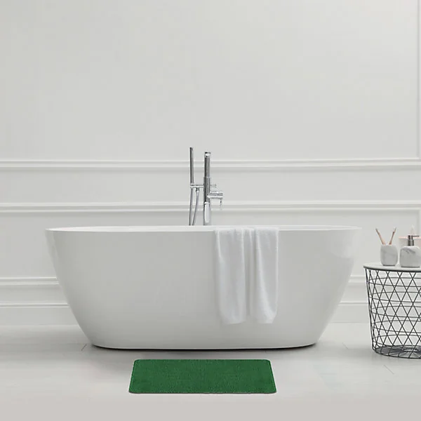 Tapis de bain Polynésie vert en polyester 50 x 80 cm
