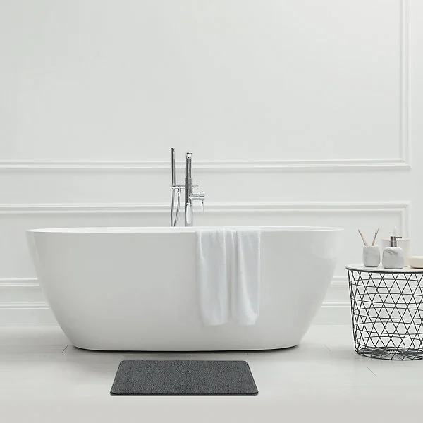 Tapis de bain rectangulaire en polyester anthracite Polynésie 50 x 80 cm Levasseur