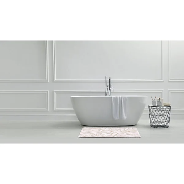 Tapis de bain rectangulaire en polyester beige Botanic 60 x 120 cm Levasseur