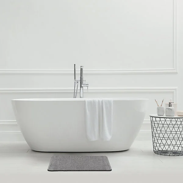 Tapis de bain rectangulaire en polyester gris Polynésie 50 x 80 cm Levasseur